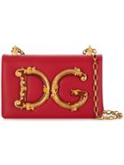 Dolce & Gabbana Baroque Plaque Shoulder Bag - Red