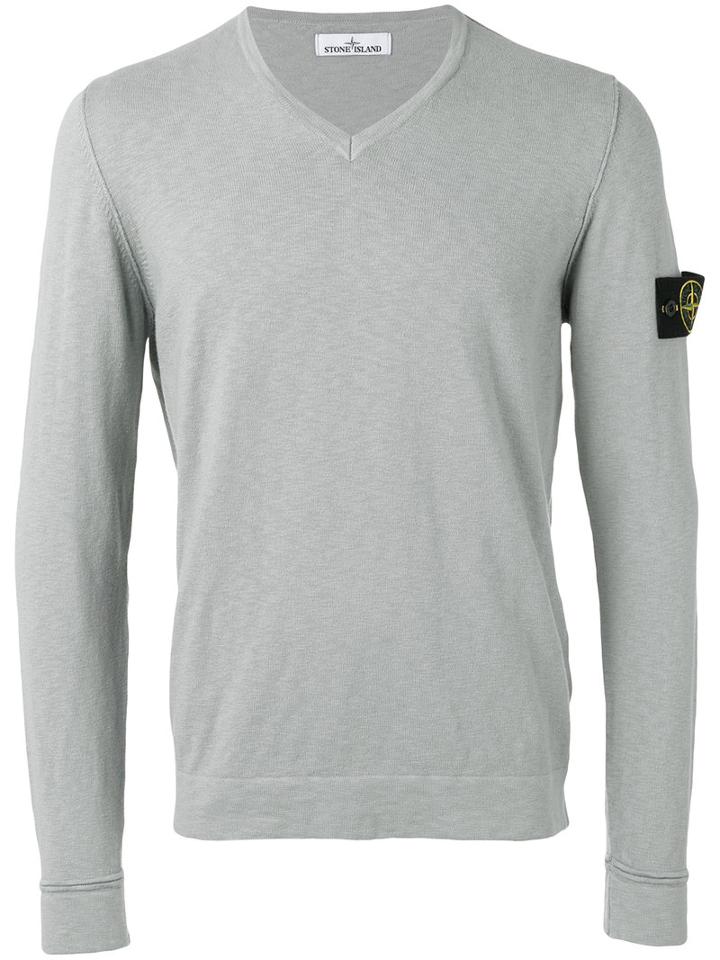 Stone Island - Logo Patch Jumper - Men - Cotton/polyamide - Xl, Grey, Cotton/polyamide