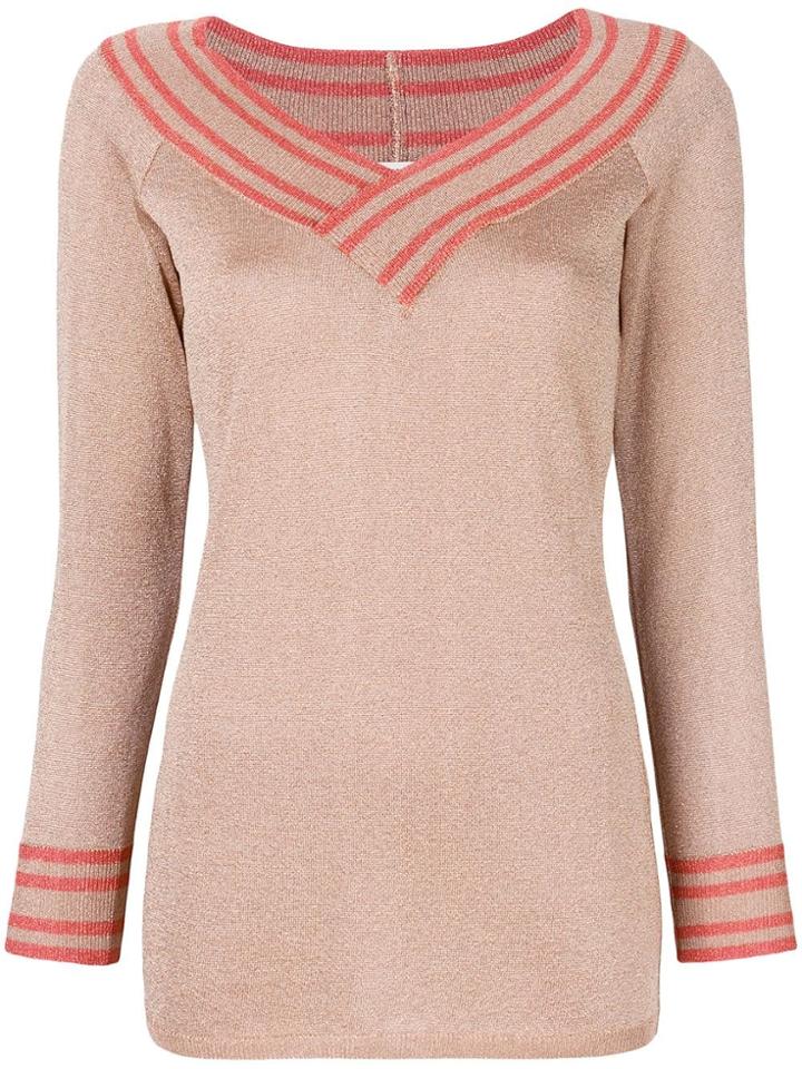 Charlott Metallic V-neck Pullover - Yellow