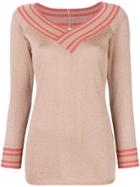 Charlott Metallic V-neck Pullover - Yellow