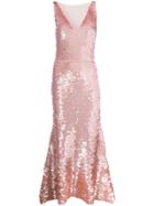Oscar De La Renta Sequinned Gown - Pink & Purple