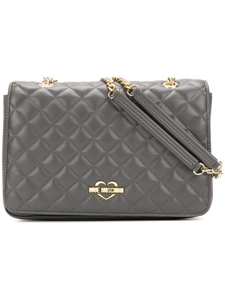 Love Moschino - Double-chains Quilted Shoulder Bag - Women - Polyurethane - One Size, Grey, Polyurethane