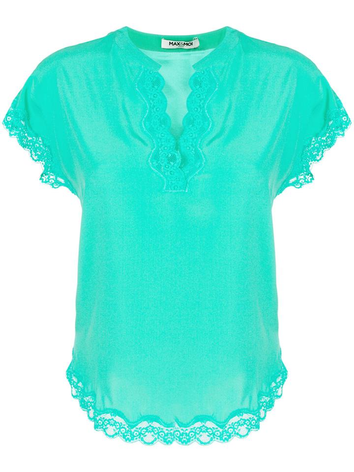 Max & Moi Lace Panel Blouse - Green