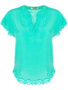 Max & Moi Lace Panel Blouse - Green