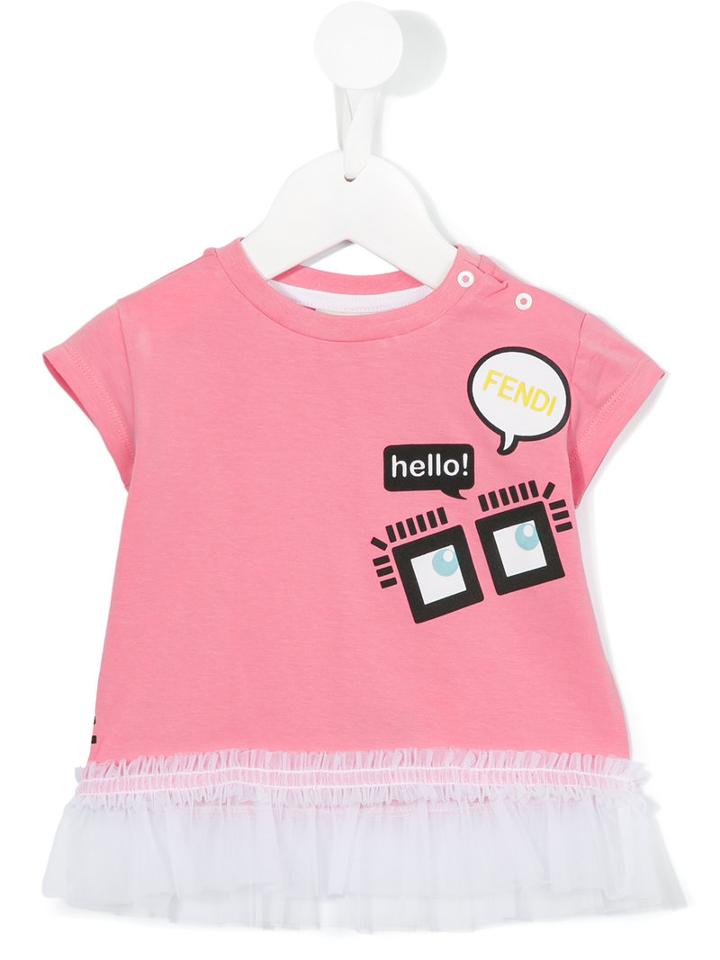 Fendi Kids - Ruffled Dress - Kids - Cotton/polyamide/spandex/elastane - 12 Mth, Pink/purple