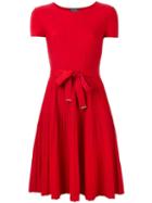 Salvatore Ferragamo Flared Pleated Accent Dress, Women's, Size: Xs, Red, Viscose/virgin Wool