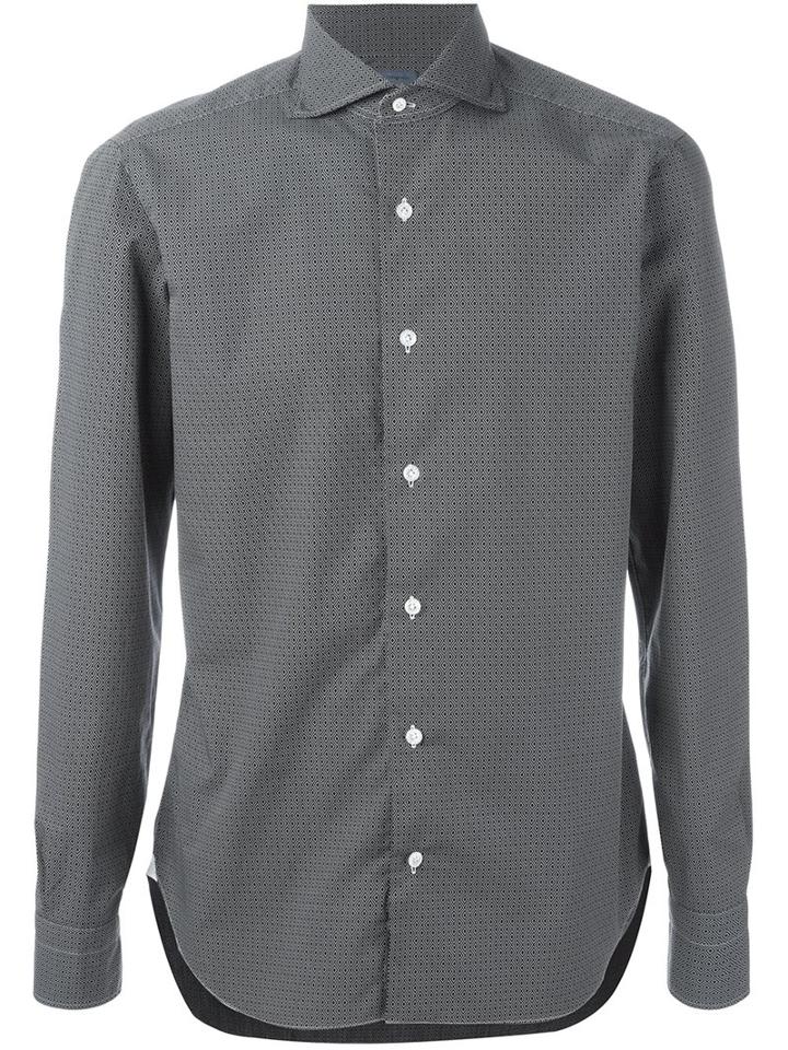 Barba Geometric Print Shirt, Men's, Size: 38, Black, Cotton