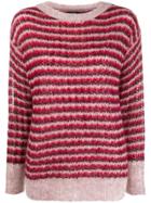 Theory Striped Round-neck Jumper - Red