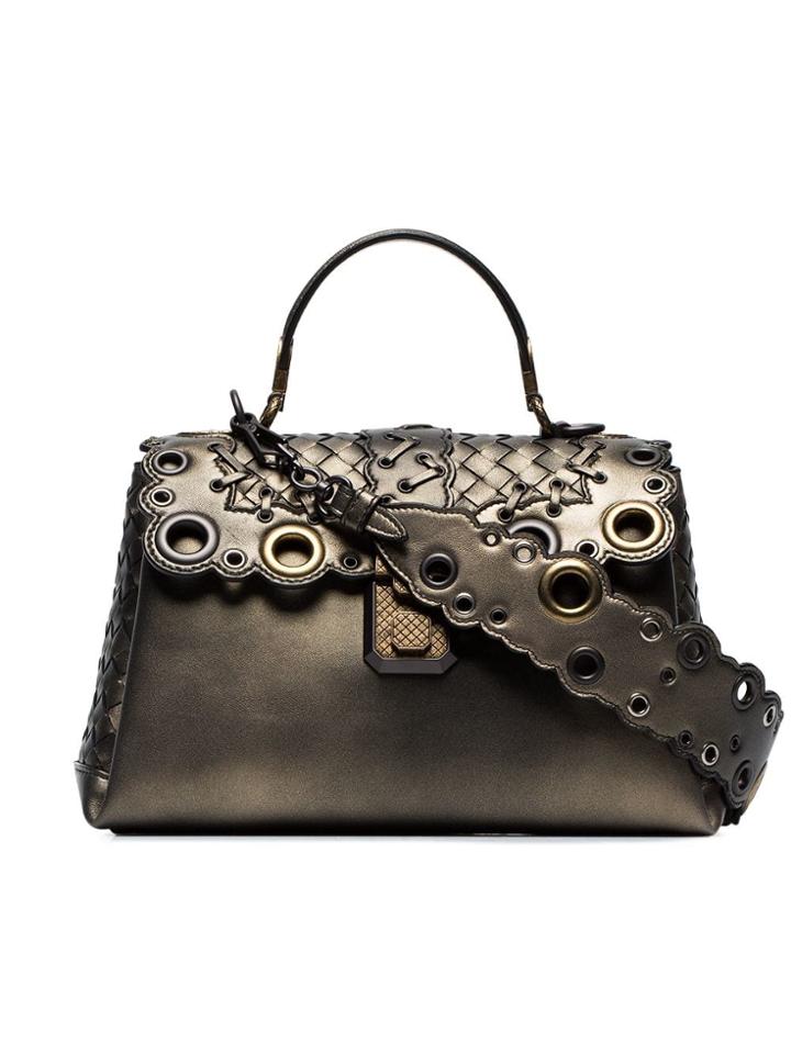 Bottega Veneta Bronze Piazza Leather Shoulder Bag - Metallic
