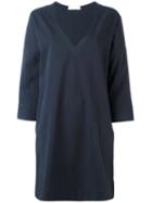 Casa Nata - Plunging V-neck Dress - Women - Cotton/spandex/elastane - S, Blue, Cotton/spandex/elastane