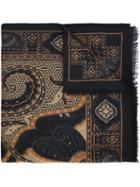 Etro Paisley Print Scarf, Women's, Black, Silk/cashmere