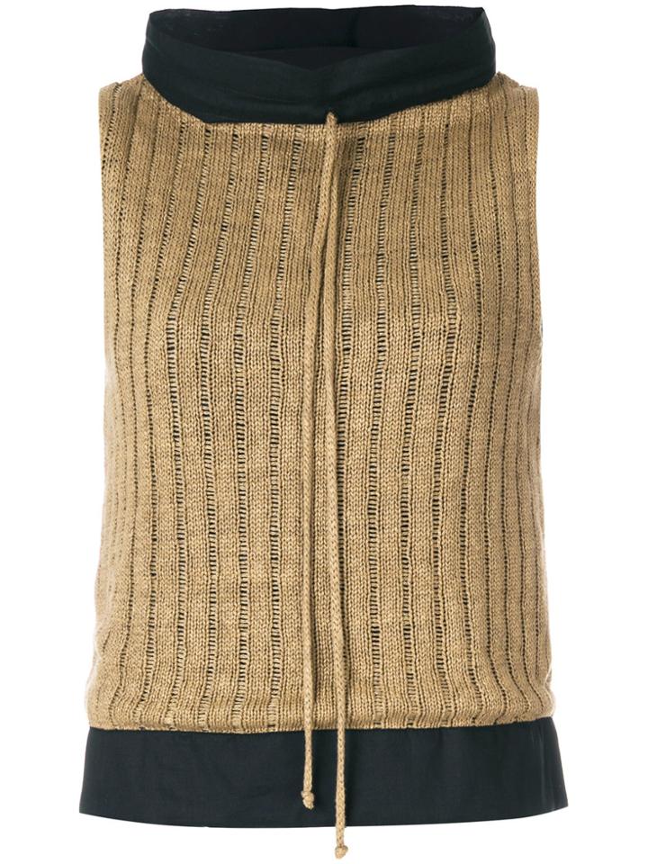 Maison Margiela Ladder Stitch Knit Sleeveless Top - Brown