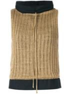 Maison Margiela Ladder Stitch Knit Sleeveless Top - Brown