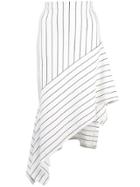 Rosetta Getty Striped Asymmetric Skirt - White