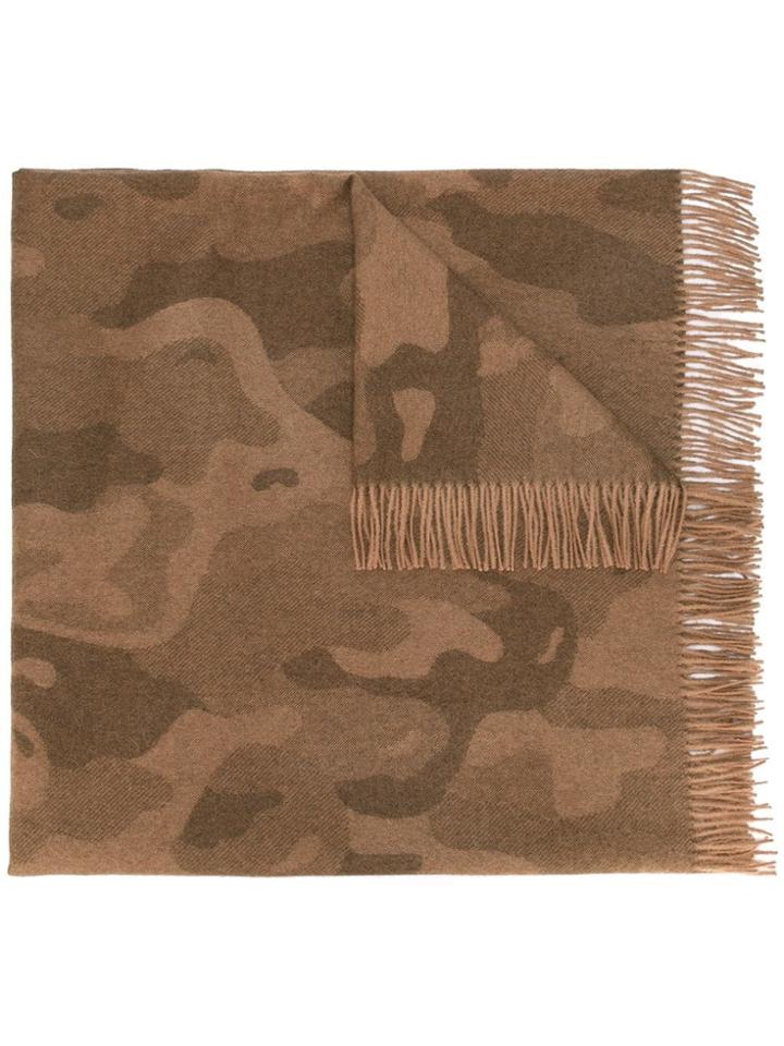 The Inoue Brothers Camouflage Print Scarf - Brown