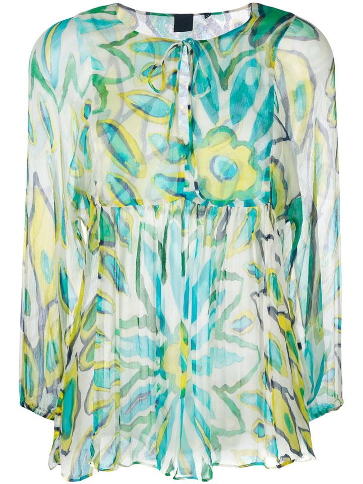 Aspesi - Patterned Tunic Top - Women - Silk - 46, Green, Silk