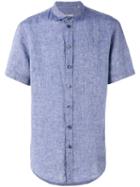 Armani Collezioni Short-sleeve Shirt, Men's, Size: Large, Blue, Linen/flax