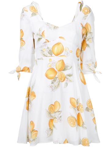 For Love And Lemons - Lemon Print Mini Dress - Women - Rayon/polyester - M, White, Rayon/polyester