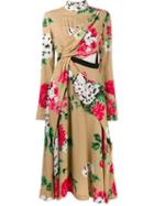 Msgm Floral Wrap Dress, Women's, Size: 38, Beige, Polyester/viscose