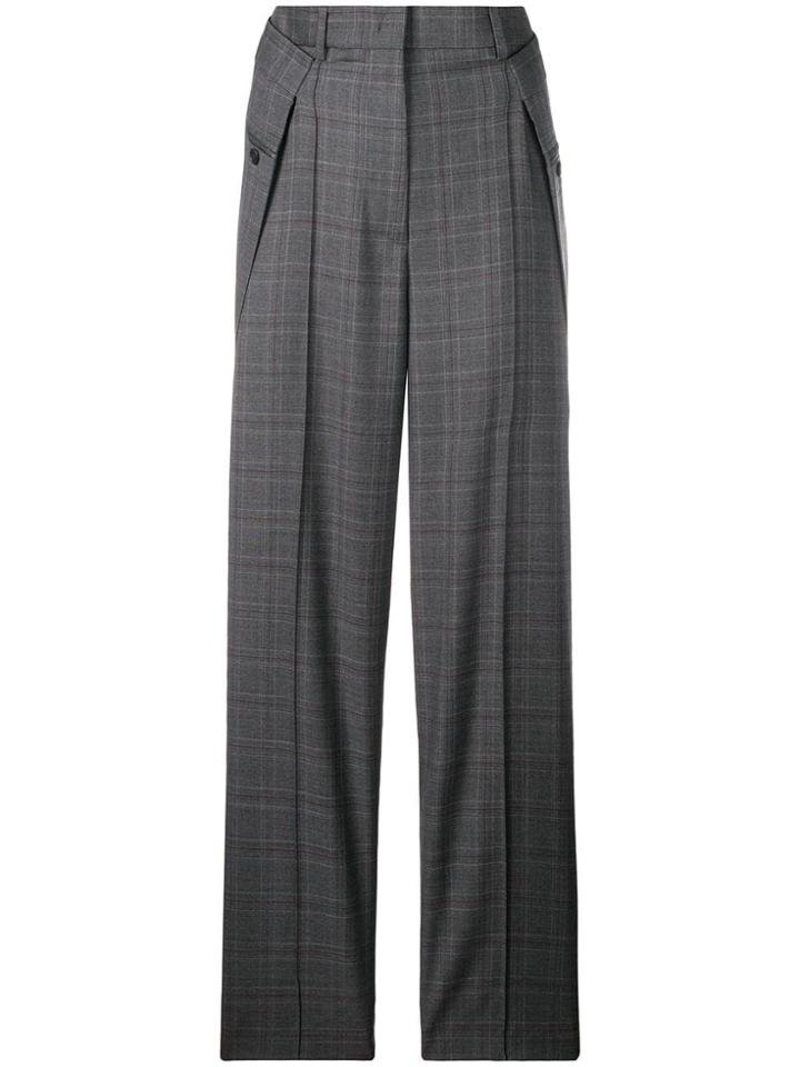 Erika Cavallini Check Straight Trousers - Grey