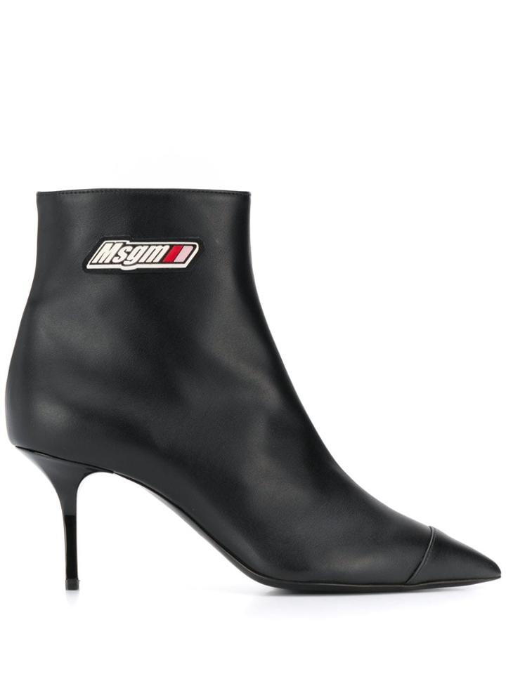 Msgm Logo Patch Boots - Black