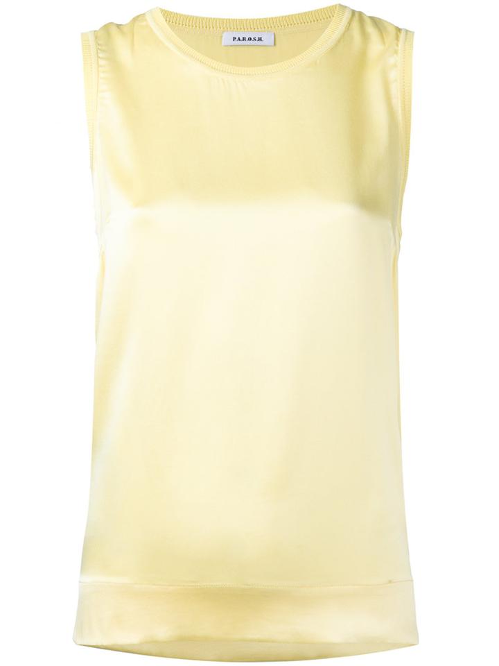 P.a.r.o.s.h. Sleeveless Blouse, Women's, Size: Large, Yellow/orange, Silk/spandex/elastane