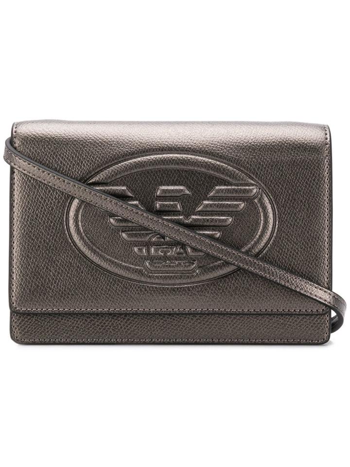 Emporio Armani Embossed Logo Cross-body Bag - Metallic