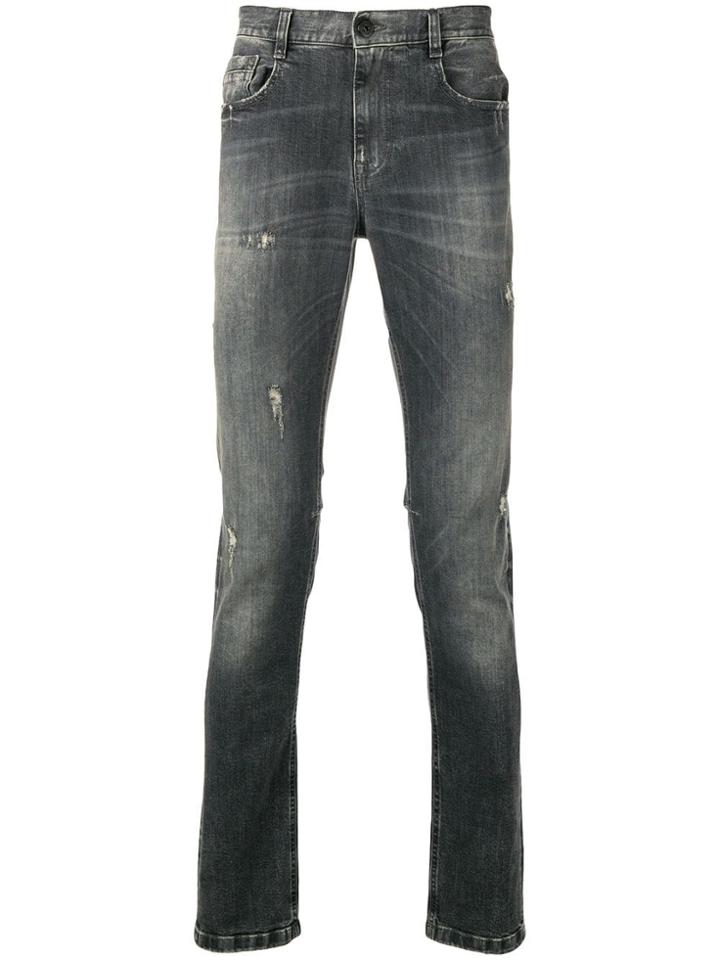 Bikkembergs Distressed Slim Jeans - Grey