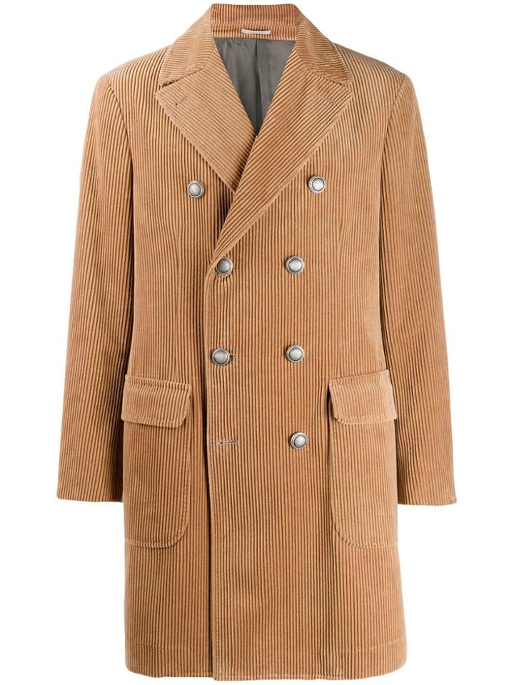 Brunello Cucinelli Corduroy Double-breasted Coat - Neutrals