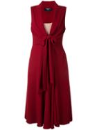 Paule Ka - Front Knot Midi Dress - Women - Polyester/triacetate - 38, Red, Polyester/triacetate