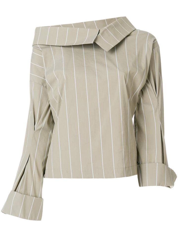 Erika Cavallini Asymmetric Striped Blouse - Green