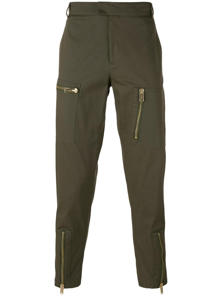 Les Hommes - Asymmetric Pocket Chino Trousers - Men - Cotton/spandex/elastane - 48, Green, Cotton/spandex/elastane