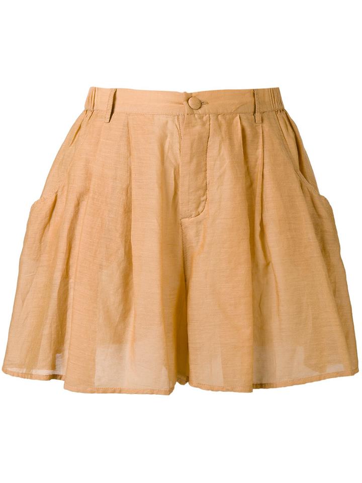 Mes Demoiselles - Initiee Shorts - Women - Silk/cotton - 38, Nude/neutrals, Silk/cotton