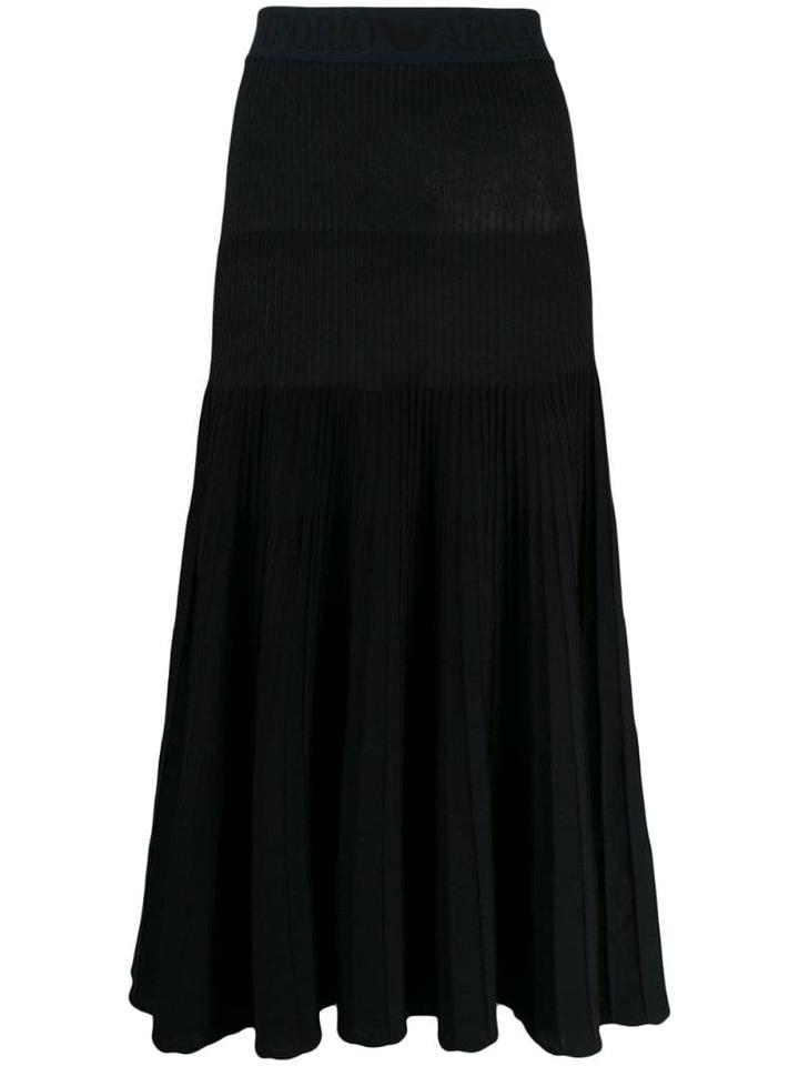 Emporio Armani Ribbed Midi Skirt - Black