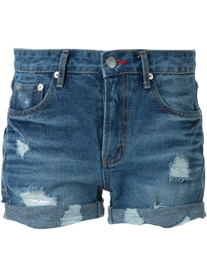 Guild Prime Destroyed Denim Shorts - Blue