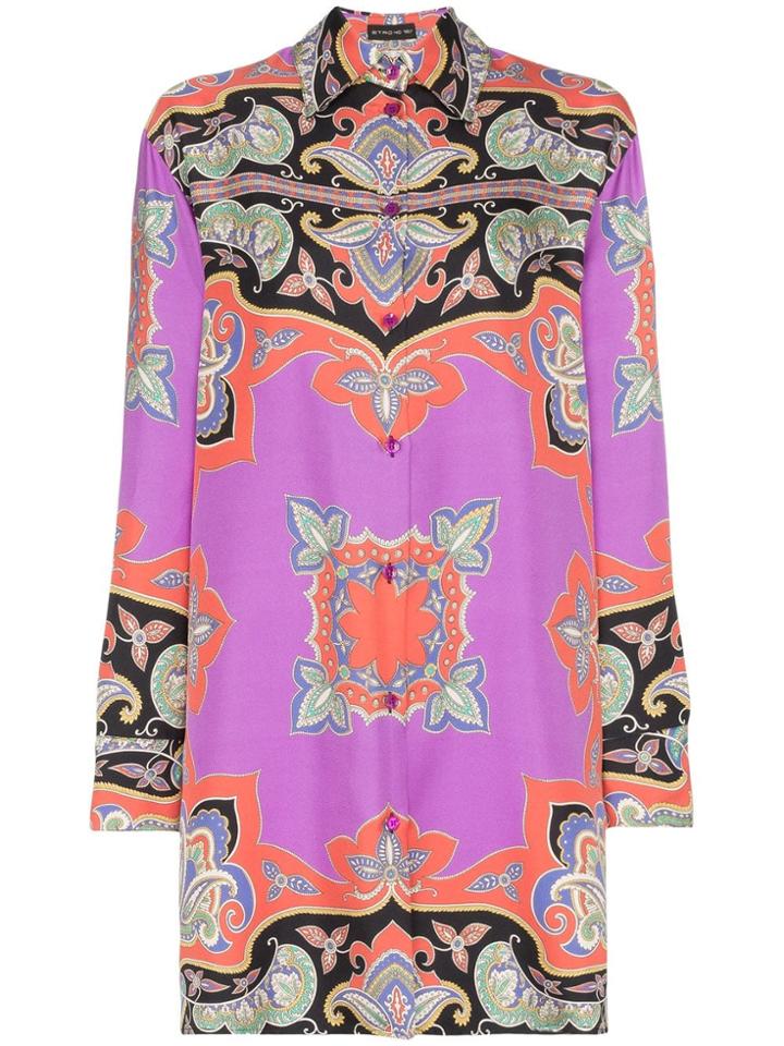 Etro Paisley Print Long-line Shirt - 600 Red