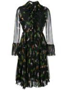 Gucci Toucan Print Ruffle Dress - Black