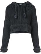 T By Alexander Wang Chunky Knit Hoodie Sweater - Black