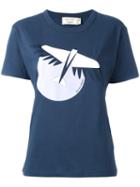 Maison Kitsuné Bird Print T-shirt, Women's, Size: Large, Blue, Cotton