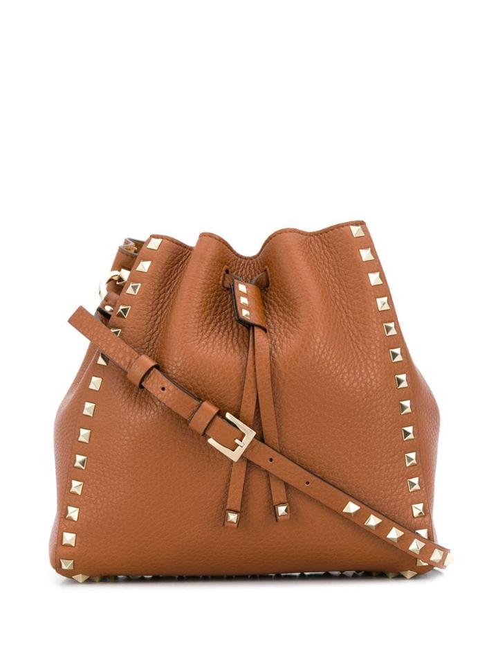 Valentino Valentino Garavani Rockstud Drawstring Shoulder Bag - Brown