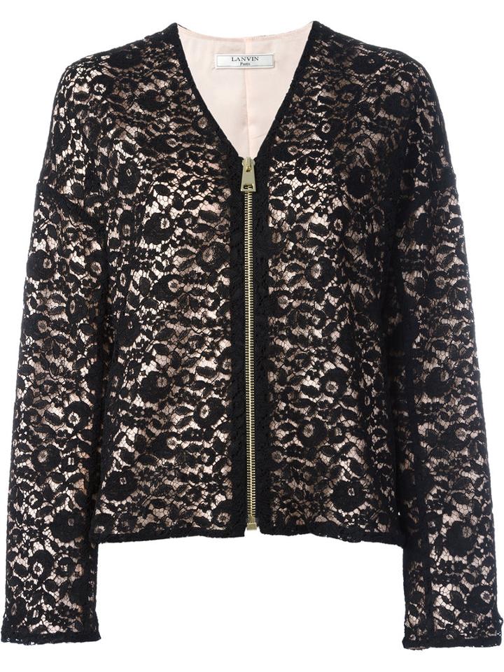 Lanvin Floral Lace Jacket, Women's, Size: 38, Black, Viscose/polyamide/cupro/acetate