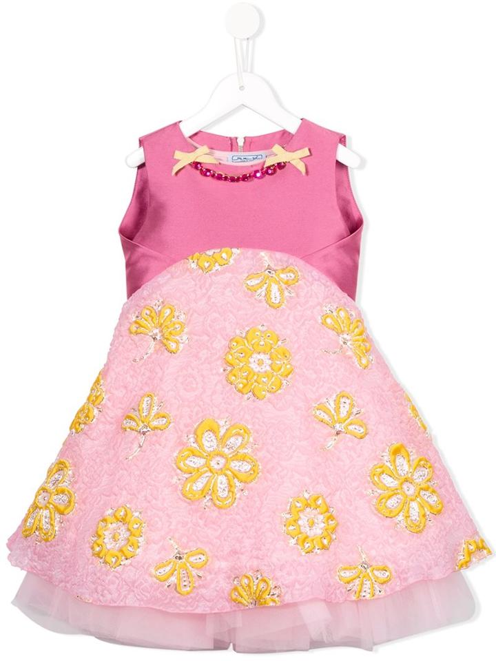 Mi Mi Sol Floral Embroidered Dress, Girl's, Size: 10 Yrs, Pink/purple
