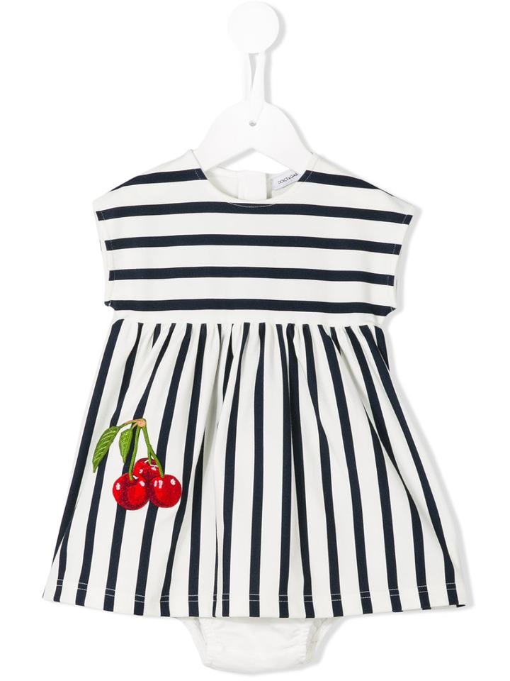 Dolce & Gabbana Kids Striped Dress Set, Infant Girl's, Size: 6 Mth, White