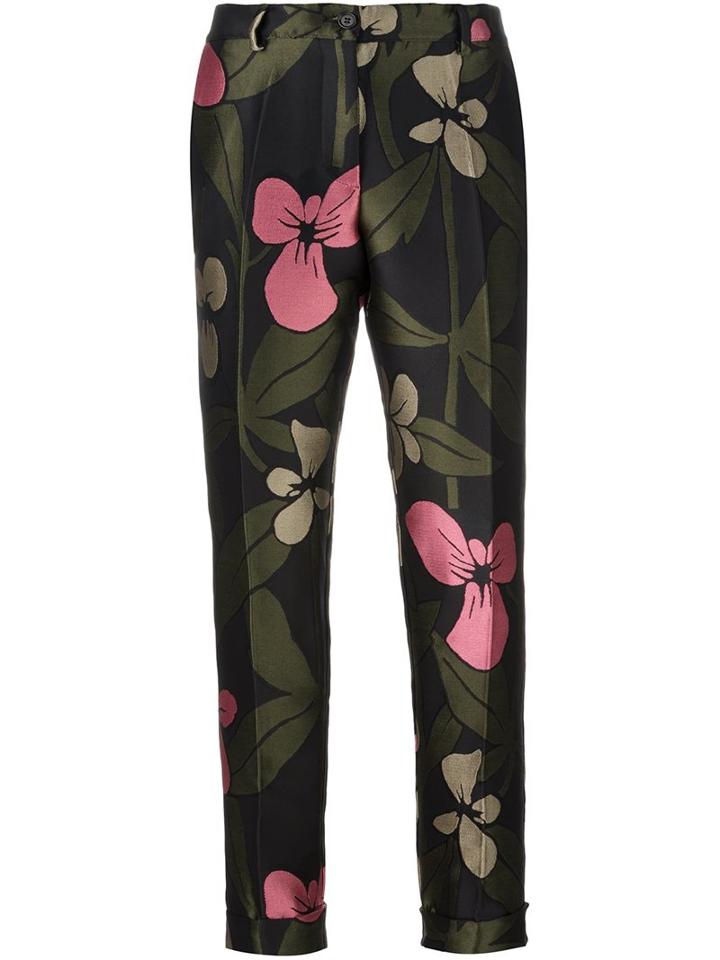 P.a.r.o.s.h. Floral Jacquard Trousers, Women's, Size: Medium, Green, Polyester