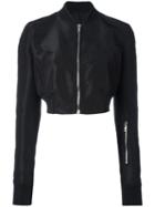 Rick Owens Glitter Cropped Bomber Jacket, Women's, Size: 40, Black, Silk/polyester/cupro/virgin Wool