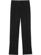 Burberry Satin Stripe Detail Wool Tailored Trousers - Black