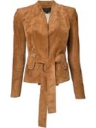 Derek Lam Belted Jacket, Women's, Size: 38, Brown, Calf Leather
