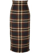 Erika Cavallini Checked Skirt, Women's, Size: 46, Nude/neutrals, Polyamide/viscose/virgin Wool