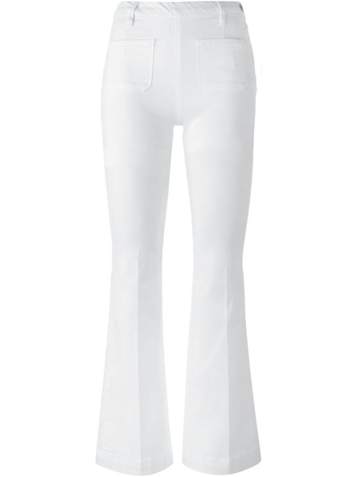 Frame Denim Flared Jeans, Women's, Size: 28, White, Cotton/polyester/spandex/elastane