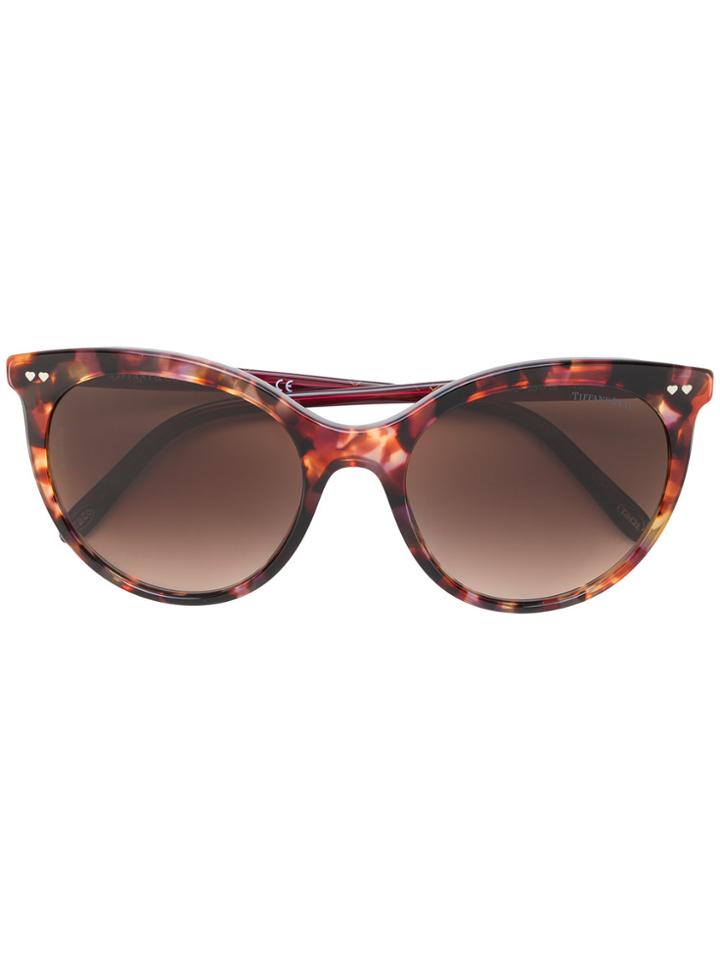 Tiffany & Co. Patterned Cat Eye Sunglasses - Brown
